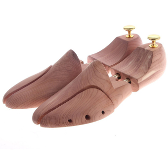 Twin Tube Red Cedar Wood Adjustable Shoe Shaper Men's Shoe Tree - intl