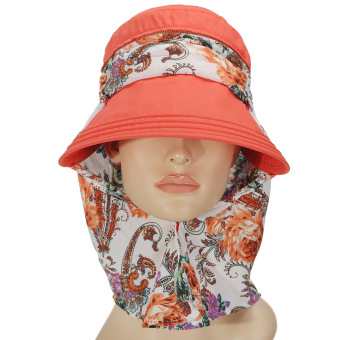 360° Protection Wide Brim Outdoor UPF 50+ Sun Hat Baseball Flap Cap (Orange/colorful) - intl