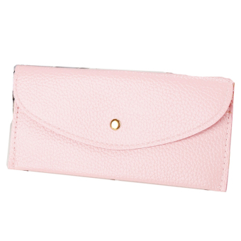 Tas wanita dompet amplop kopling tipis dompet pemegang kartu berwarna merah muda - International