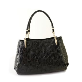 360DSC New Fashion Alligator Pattern PU Leather Women Handbag Tote Shoulder Bag (Black)- INTL