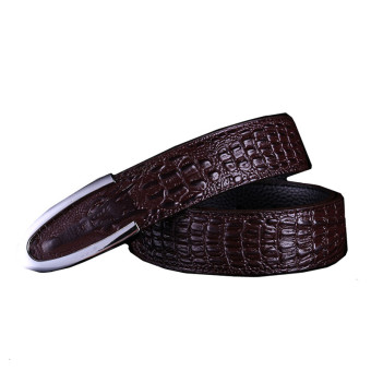 New Style Man's Crocodile Grain Genuine Leather Belt MBTPH23433-2 coffee