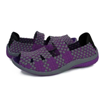 UNC Hand Woven Low-Cut Slimming Hollowed thick-soled Leisure Shoes -Purple