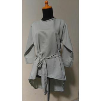 Baju Original Tunik Katun Paris Baju Atasan Panjang Wanita Muslimah Pakaian Hijab Modern Casual Simple Trendy-Dongker 01