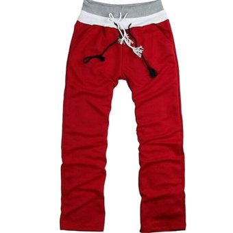 Yazilind Red Men Casual Sport Sweat Pants Harem Training Dance Baggy Jogging Trousers Slacks Size M - Intl