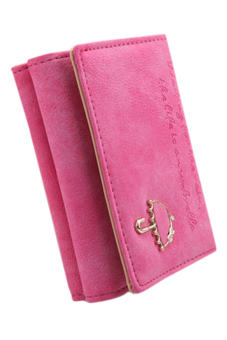 Phoenix B2C Women Faux Leather Trifold Wallet Credit Card Coin ID Case Holder Rose-Red
