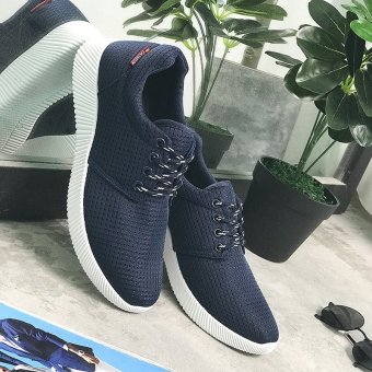 New Men's Shoes Fashion Casual Shoes Breathable Mesh Mesh Korean Sports Shoes Fashion Men's Shoes (Blue) - intl