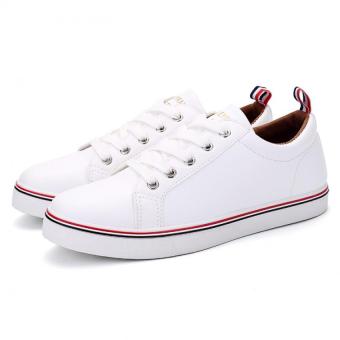 AD NK FASHION Men's Fashion Casual Leather Low Cut Flat Shoes(White)JC294 - Intl