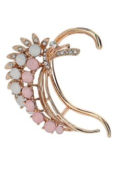Yazilind Jewelry berlapis emas berwarna merah muda putih kristal menusuk telinga membungkus manset anting-anting untuk telinga kanan