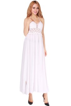 HengSong Fashion Ladies Beach Dress Elegant Sundress Sleeveless (White)