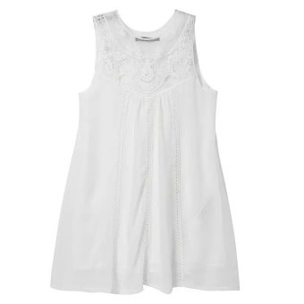 Cocotina Fashion Womens Sexy Summer Sundress Casual Sleeveless Evening Party Beach Short Mini A-Line Dress (White)