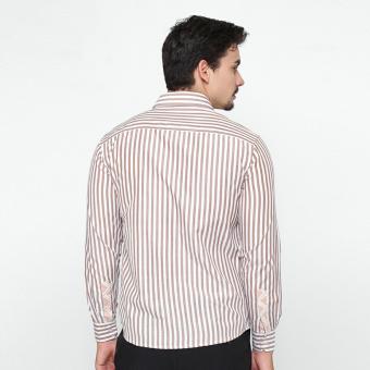 EN-ZY Men Shirt Long Sleeve Striped - Krem