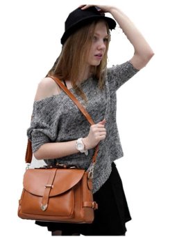 Womens Girls Leather Messenger Handbag Shoulder Bag Satchel Purse Tote Wallet Brown - Intl