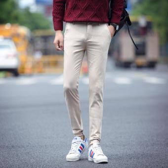 casual pria lembut lurus panjang penuh Celana klasik (putih pucat) - ต่าง ประเทศ