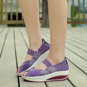 Hand woven shoes Summer sandals Women's Shoes,Purple - intl