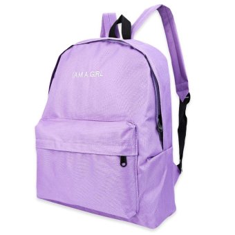 S&L Embroidery Letter Embellishment Solid Color Vertical Zipper Backpack for Women (Color:Purple) - intl
