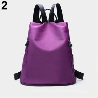 Broadfashion Women's Waterproof Lightweight Nylon Bookbag Backpack Teenagers School Bag (Purple) - intl