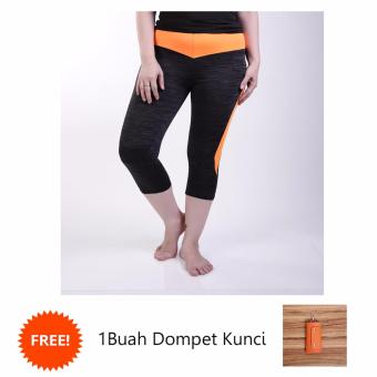 Ronaco Celana Senam Zumba Pants Celana Aerobik Celana Yoga Import – Hitam strip orange - CSI009