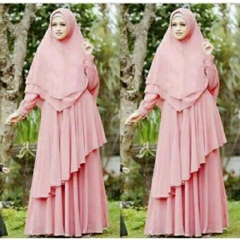 legiONshop-busana muslim dress maxi 2 in 1-JIHANSYARI+BERGO-pink