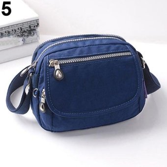 Broadfashion Women Waterproof Solid Zipper Nylon Shoulder Bag Sports Crossbody Messenger Bag (Dark Blue) - intl