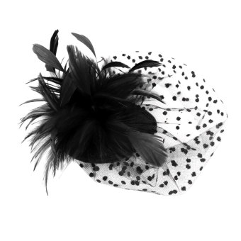 BolehDeals pernikahan hiasan bulu berdesak bunga Corsage topi Mini jepit rambut hitam - Internasional