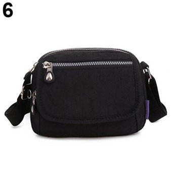 Broadfashion Women Waterproof Solid Zipper Nylon Shoulder Bag Sports Crossbody Messenger Bag (Black) - intl