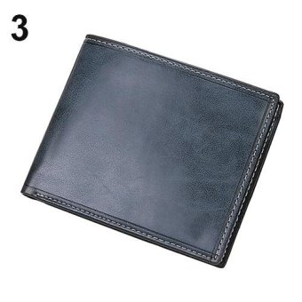 Broadfashion Men Faux Leather Bifold Purse Card Coin Holder Wallet Ultra-thin Clutch Billfold (Blue) - intl