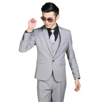 Gallery Fashion - Jas vest dan celana pria ( satu stell ) jas semi formal kancing 1 warna silver keren - 49