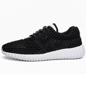 New Fashion Sneakers Summer Mesh Men Women Casual Shoes Male Breathable Trainers Women's Lace-up Shoes Light Weigh Black Rose 1711 - intl