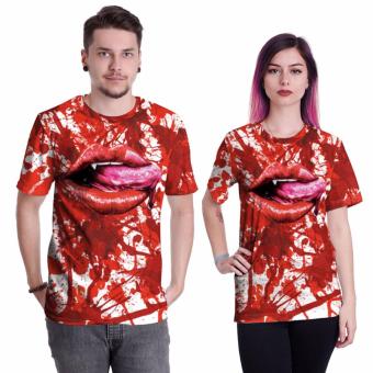 Jiayiqi Women T-Shirts Lip Print Lovers Tops Valentine's Day Gifts - Red - intl