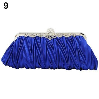Broadfashion Women's Cocktail Wedding Evening Party Satin Ruffle Handbag Single Shoulder Bag (Blue) - intl