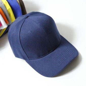 GEMVIE Korean Fashion Unisex Women Men Baseball Cap Solid Color Snapback Hip Pop Cap (Dark Blue) - intl