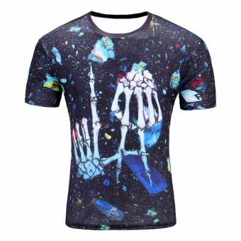 COCOEPPS Plus size Funny Men's 3D Printed T-Shirts Summer O-Neck Short Sleeve Tops Casual Skull Cotton Graphic European Tee Shirt - intl