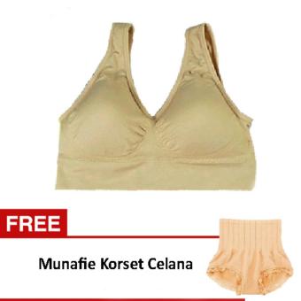 Munafie - Bra Set ( Sports Bra Pengencang Payudara Free Munafie Slim Pant Celana Korset ) - Cream
