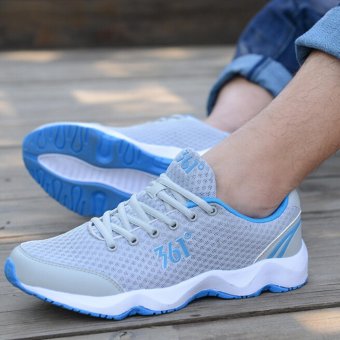 2017 Spring and Summer New Couple Running Shoes Men's Sports Shoes Light Breathable Casual Shoes Female Grey - intl