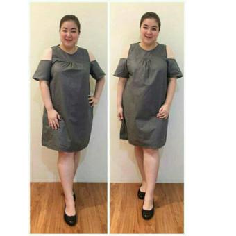 Ace Fashion Dress Wanita Lina Jumbo - (Grey)