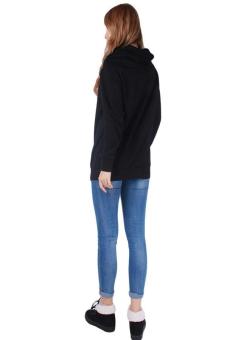 LALANG Women Cowl Neck Loose Pullover Casual Outerwear Black