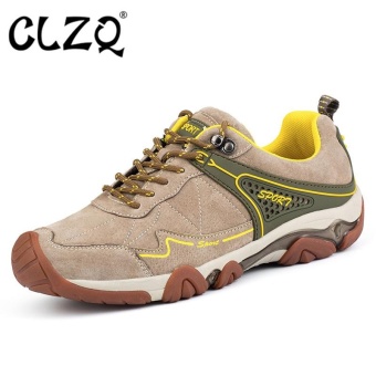 CLZQ 2017 New Leather Breathable Outdoor Non Slip Climbing Mountaineering Shoes Men Wear Waterproof Climbing Shoe（Khaki） - intl