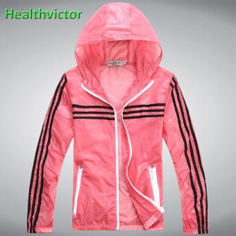 Anti UV Sun Protection Ultraviolet Thin Men Women Unisex Outdoor Zipper Hooded Jacket(Red) - intl