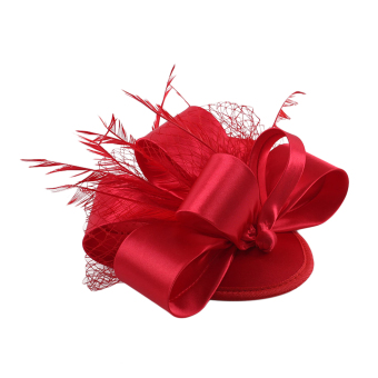 EOZY European Style Women Girl's Handmade Birthday Party Attended Headwear Fashion Feather Hair Accessories (Red) - Intl