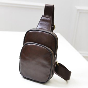 New PU Skin Small Boys Chest Pack Shoulder Oblique Cross Male Bag Simple Waterproof Chest Bag - intl