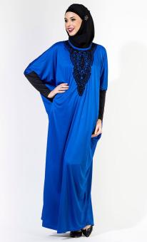 East Essence Crocheted Abaya Kaftan-Royal Blue-Royal Blue