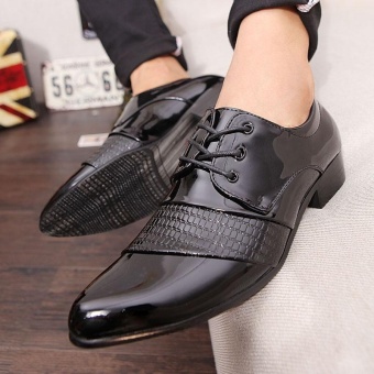 ZORO Comfortable Business Shoes Breathable Mens Dress Shoes Genuine Leather Flats Mens Weddings Shoes Lace-Up Formal Shoes (Black) - intl