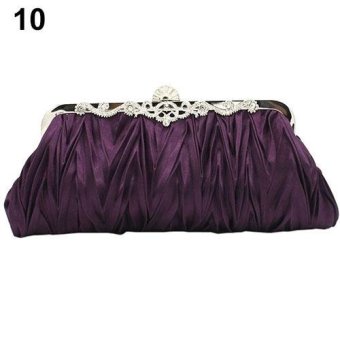 Broadfashion Women's Cocktail Wedding Evening Party Satin Ruffle Handbag Single Shoulder Bag (Purple) - intl