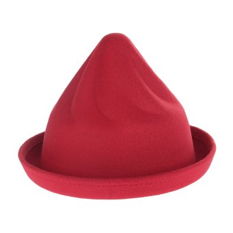 GEMVIE Autumn Winter British Style Baby Hat Narrow Brim Pointed Fedora Jazz Hat Kids Sunbonnet (Red) - intl