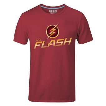 Cosplay Men's DC The Flash Flag and Logo T-shirt (Red)