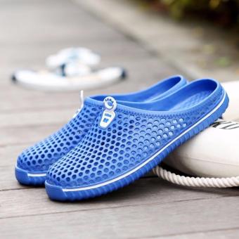 Men's Women's Breathable Hole Slippers Summer Beach Shoes Sandals Blue - intl
