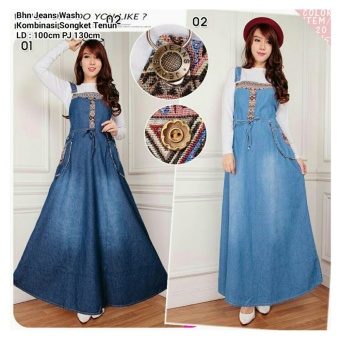 168 Collection Maxi Dress Adelia Jeans Overall-Biru Tua