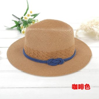 Women straw hat Summer Anti-UV sun hats Foldaway cap Large brimmed hat Travel beach outdoor cap Khaki - intl