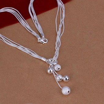 Fashionable Ladies Silver Plated Beads Necklace - intl
