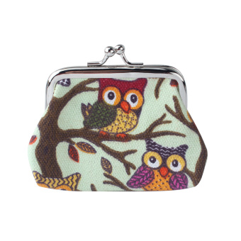 Indah Mini Fashion kartun Owl tas uang koin dompet wanita dompet perjalanan gadis Hijau - International